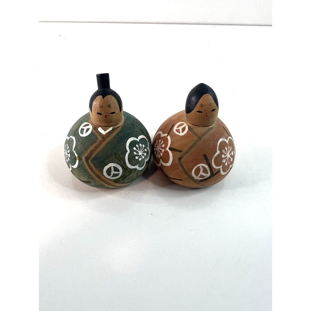 Vintage Hina Doll Set Prince And Princess Wooden Hand-Painted